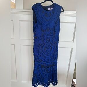 JS COLLECTIONS sleeveless dress, royal blue, and black elegant